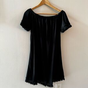 Michael Kors Women's M Black Off-The-Shoulder Short Dress Fringe‎ Detail